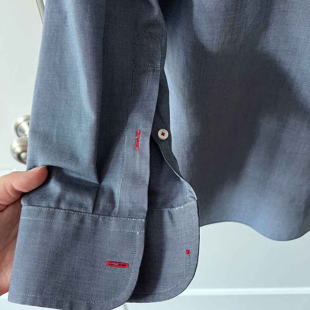 UNTUCKit Wrinkle Free Cotton Regular Fit Navy Button Down Long Sleeve Shirt XXL - Picture 3 of 5